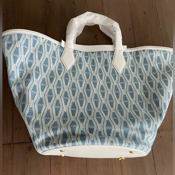 Veronica Beard large v link tote bag in indigo multi NWT - Picture 4 of 7